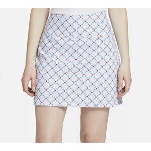 Lady Hagen 17" Tummy Control Golf Skort Women's Size S Star Plaid Blue America